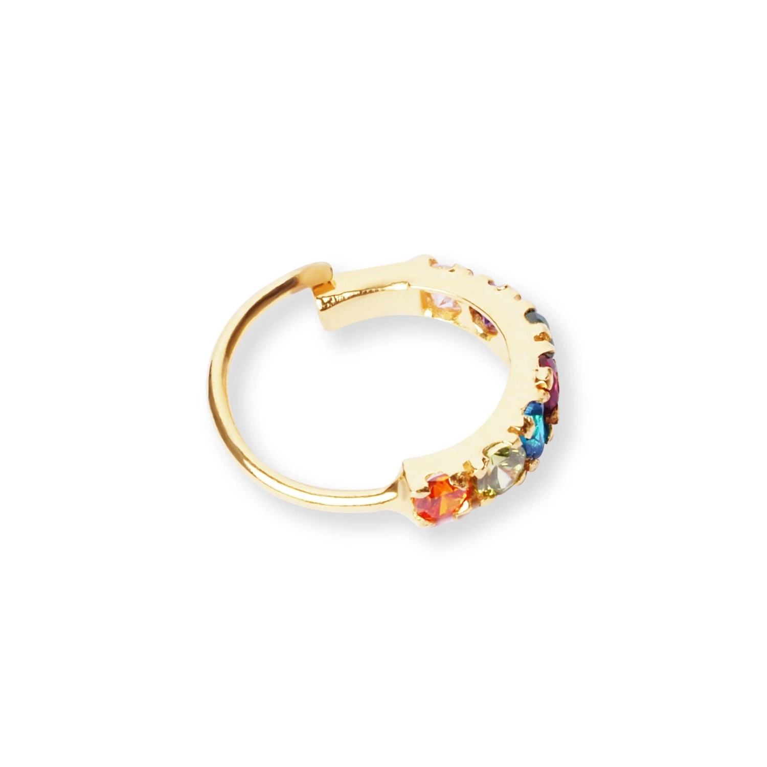 18ct Yellow Gold Nose Ring With Multi-Coloured Cubic Zirconias. 4 18ct Yellow Gold Nose Ring With Multi-Coloured Cubic Zirconias. - Image 4
