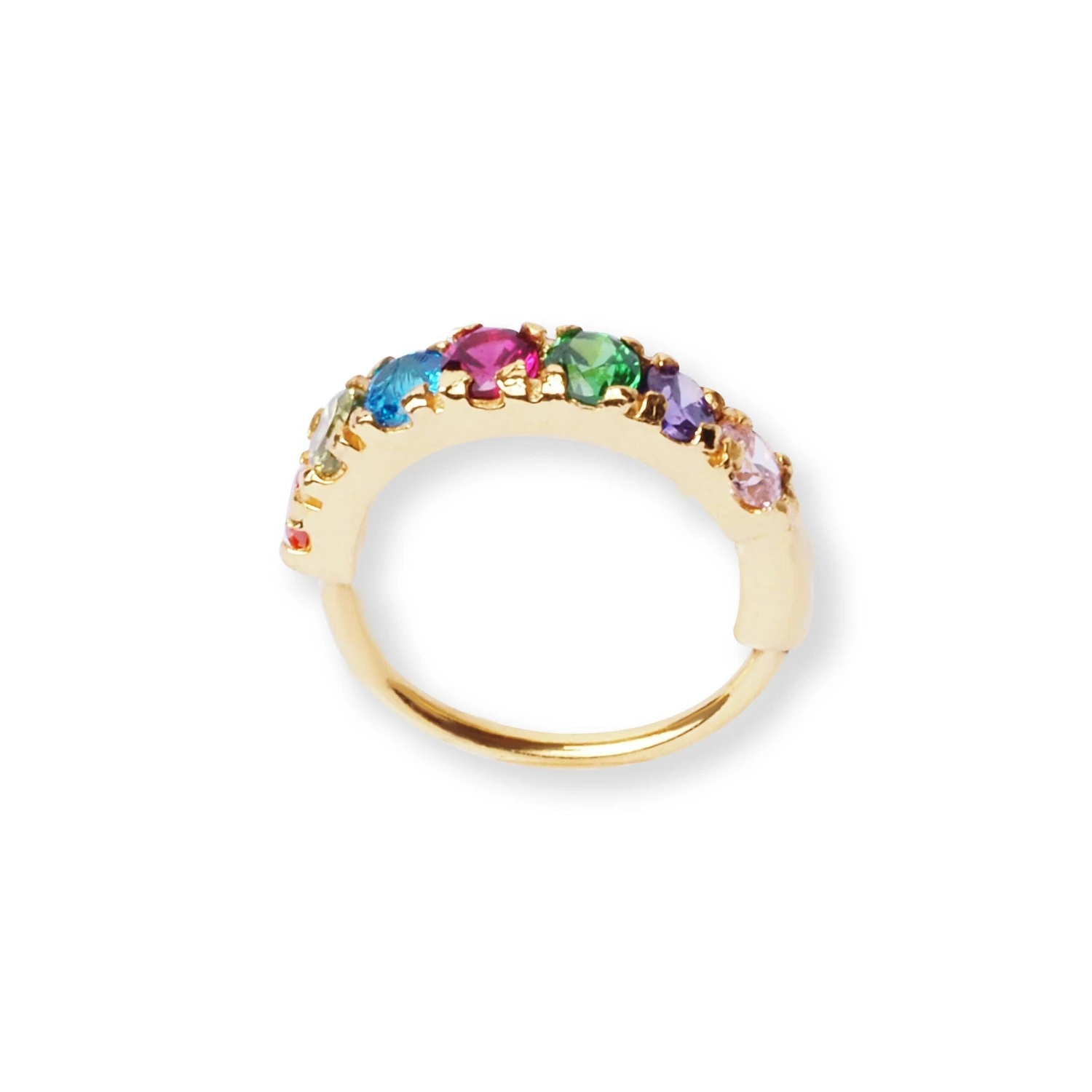 18ct Yellow Gold Nose Ring With Multi-Coloured Cubic Zirconias. 3 18ct Yellow Gold Nose Ring With Multi-Coloured Cubic Zirconias. - Image 3