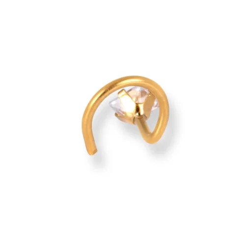 18ct Yellow Gold Princes Cut Cubic Zirconia Wire Coil Back Nose Stud. 5 18ct Yellow Gold Princes Cut Cubic Zirconia Wire Coil Back Nose Stud. -Shiny Jewelry Hub 18ct yellow gold princes cut cubic zirconia wire coil back nose stud 3