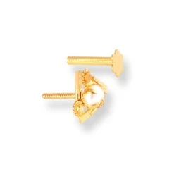18ct Yellow Gold Screw Back Nose Stud In Triangular Shape With A Cultured Pearl. 6 18ct Yellow Gold Screw Back Nose Stud In Triangular Shape With A Cultured Pearl. -Shiny Jewelry Hub 18ct yellow gold screw back nose stud in triangular shape with a cultured pearl 7