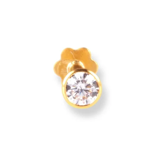 18ct Yellow Gold Screw Back Nose Stud Set With Cubic Zirconia In A Rub Over (Bezel) Setting (2.25mm - 4mm) 22 18ct Yellow Gold Screw Back Nose Stud Set With Cubic Zirconia In A Rub Over (Bezel) Setting (2.25mm - 4mm) -Shiny Jewelry Hub 18ct yellow gold screw back nose stud set with cubic zirconia in a rub over bezel setting a