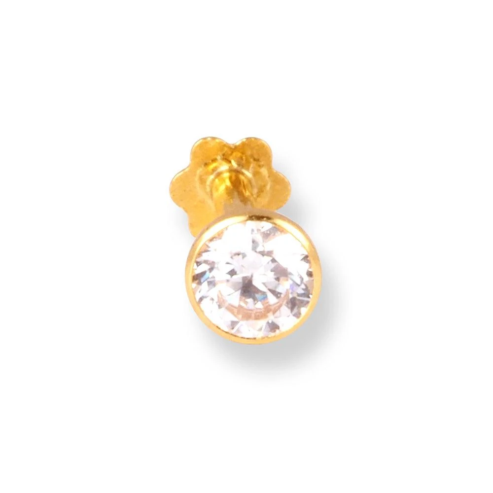 18ct Yellow Gold Screw Back Nose Stud Set With Cubic Zirconia In A Rub Over (Bezel) Setting (2.25mm - 4mm) 16 18ct Yellow Gold Screw Back Nose Stud Set With Cubic Zirconia In A Rub Over (Bezel) Setting (2.25mm - 4mm) - Image 16