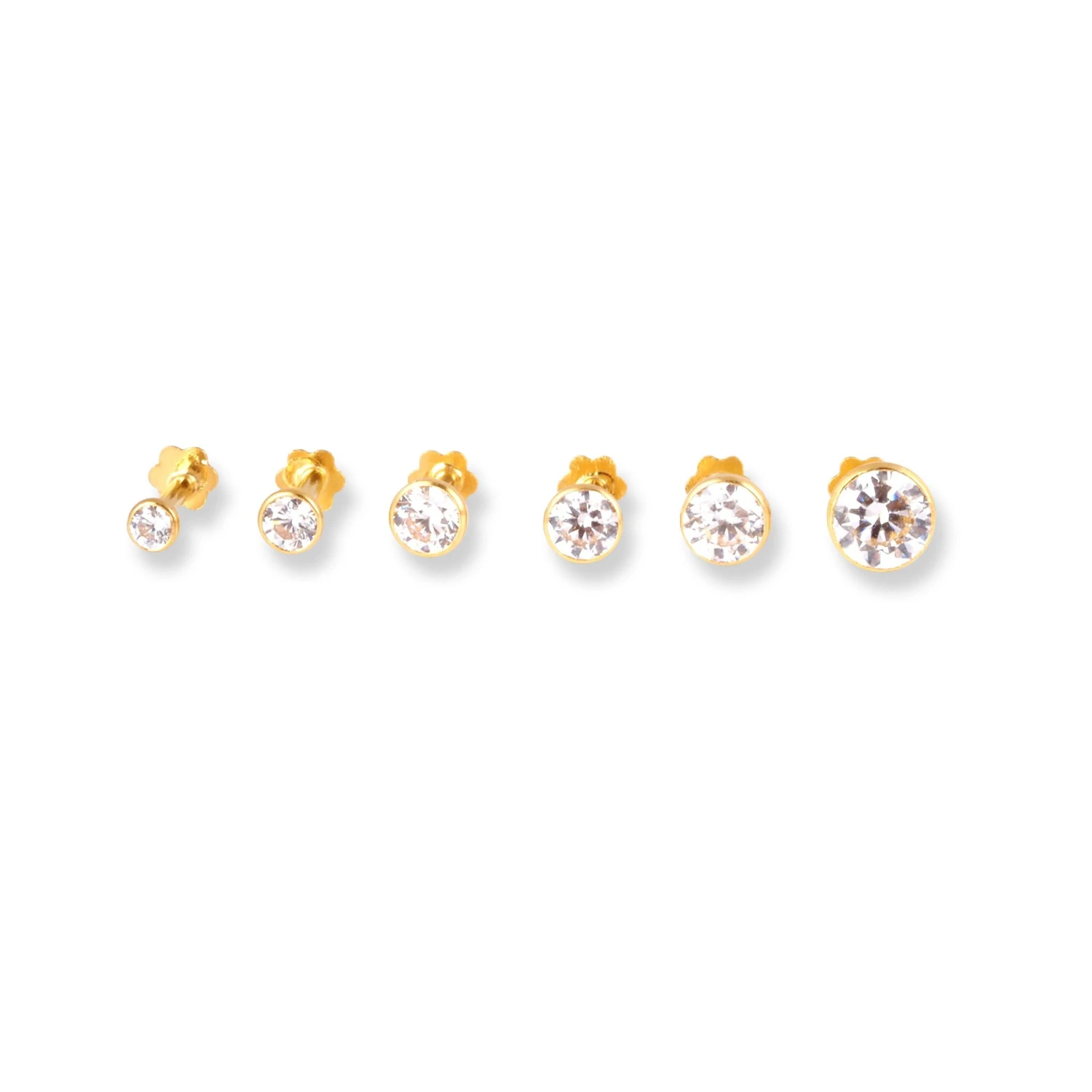 18ct Yellow Gold Screw Back Nose Stud Set With Cubic Zirconia In A Rub Over (Bezel) Setting (2.25mm - 4mm) 3 18ct Yellow Gold Screw Back Nose Stud Set With Cubic Zirconia In A Rub Over (Bezel) Setting (2.25mm - 4mm) - Image 3