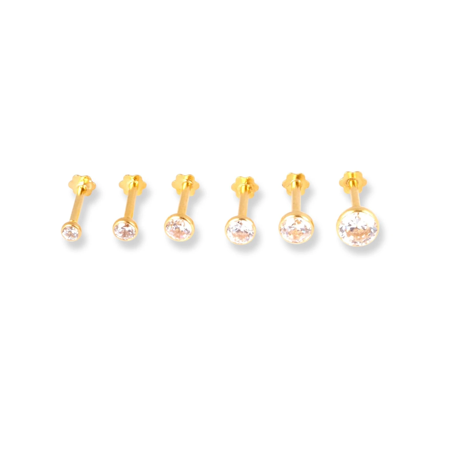 18ct Yellow Gold Screw Back Nose Stud Set With Cubic Zirconia In A Rub Over (Bezel) Setting (2.25mm - 4mm) 11 18ct Yellow Gold Screw Back Nose Stud Set With Cubic Zirconia In A Rub Over (Bezel) Setting (2.25mm - 4mm) - Image 11