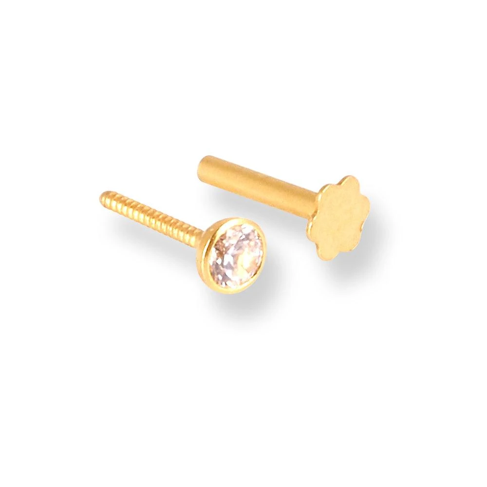 18ct Yellow Gold Screw Back Nose Stud Set With Cubic Zirconia In A Rub Over (Bezel) Setting (2.25mm - 4mm) 12 18ct Yellow Gold Screw Back Nose Stud Set With Cubic Zirconia In A Rub Over (Bezel) Setting (2.25mm - 4mm) - Image 12