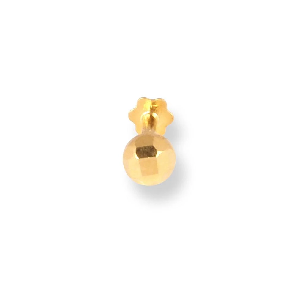 18ct Yellow Gold Screw Back Nose Stud With A Faceted Finish. 5 18ct Yellow Gold Screw Back Nose Stud With A Faceted Finish. - Image 5