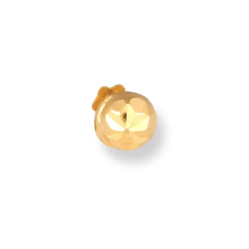 18ct Yellow Gold Screw Back Nose Stud With Diamond Cut Design.
