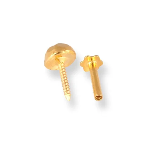 18ct Yellow Gold Screw Back Nose Stud With Diamond Cut Design. -Shiny Jewelry Hub 18ct yellow gold screw back nose stud with diamond cut design 3