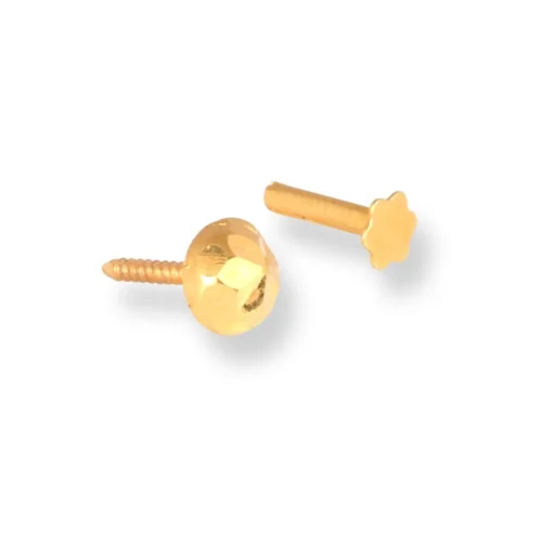 18ct Yellow Gold Screw Back Nose Stud With Diamond Cut Design. -Shiny Jewelry Hub 18ct yellow gold screw back nose stud with diamond cut design 4