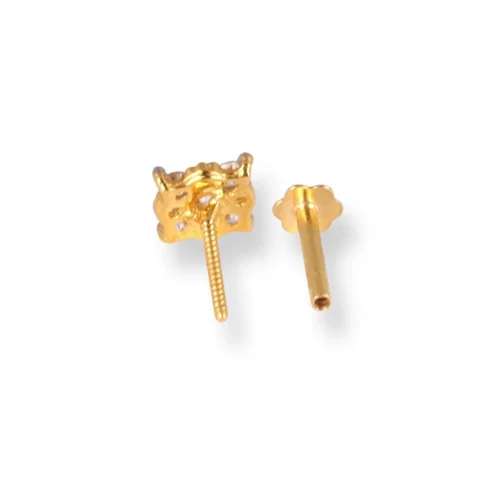 18ct Yellow Gold Screw Back Nose Stud With Six White Cubic Zirconias. 7 18ct Yellow Gold Screw Back Nose Stud With Six White Cubic Zirconias. -Shiny Jewelry Hub 18ct yellow gold screw back nose stud with six white cubic zirconias 7
