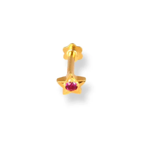 18ct Yellow Gold Star Shaped Screw Back Nose Stud With Cubic Zirconia Stone. -Shiny Jewelry Hub 18ct yellow gold star shaped screw back nose stud with green cubic zirconia stone 4