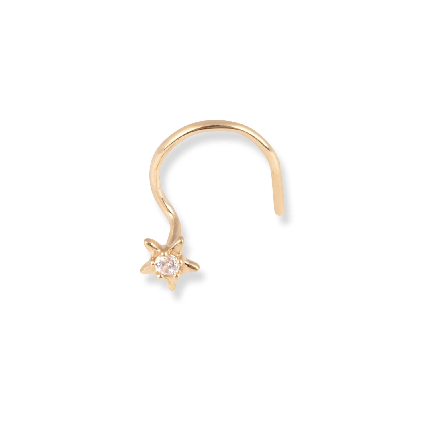 18ct Yellow Gold Star Shaped Wire Back Nose Stud With Cubic Zirconia Stone. 2 18ct Yellow Gold Star Shaped Wire Back Nose Stud With Cubic Zirconia Stone. - Image 2