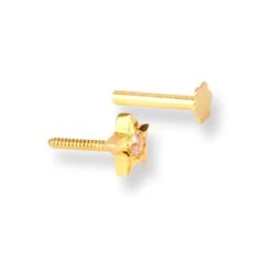 18ct Yellow Gold Star-Shaped Screw Back Nose Stud With One White Cubic Zirconia. -Shiny Jewelry Hub 18ct yellow gold triangular shaped screw back nose stud with one white cubic zirconia 4