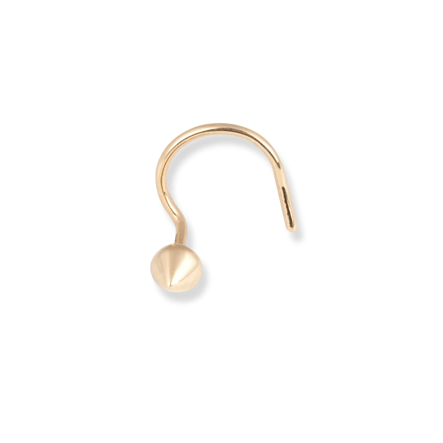 18ct Yellow Gold Wire Back Nose Stud With Cone Design. 2 18ct Yellow Gold Wire Back Nose Stud With Cone Design. - Image 2