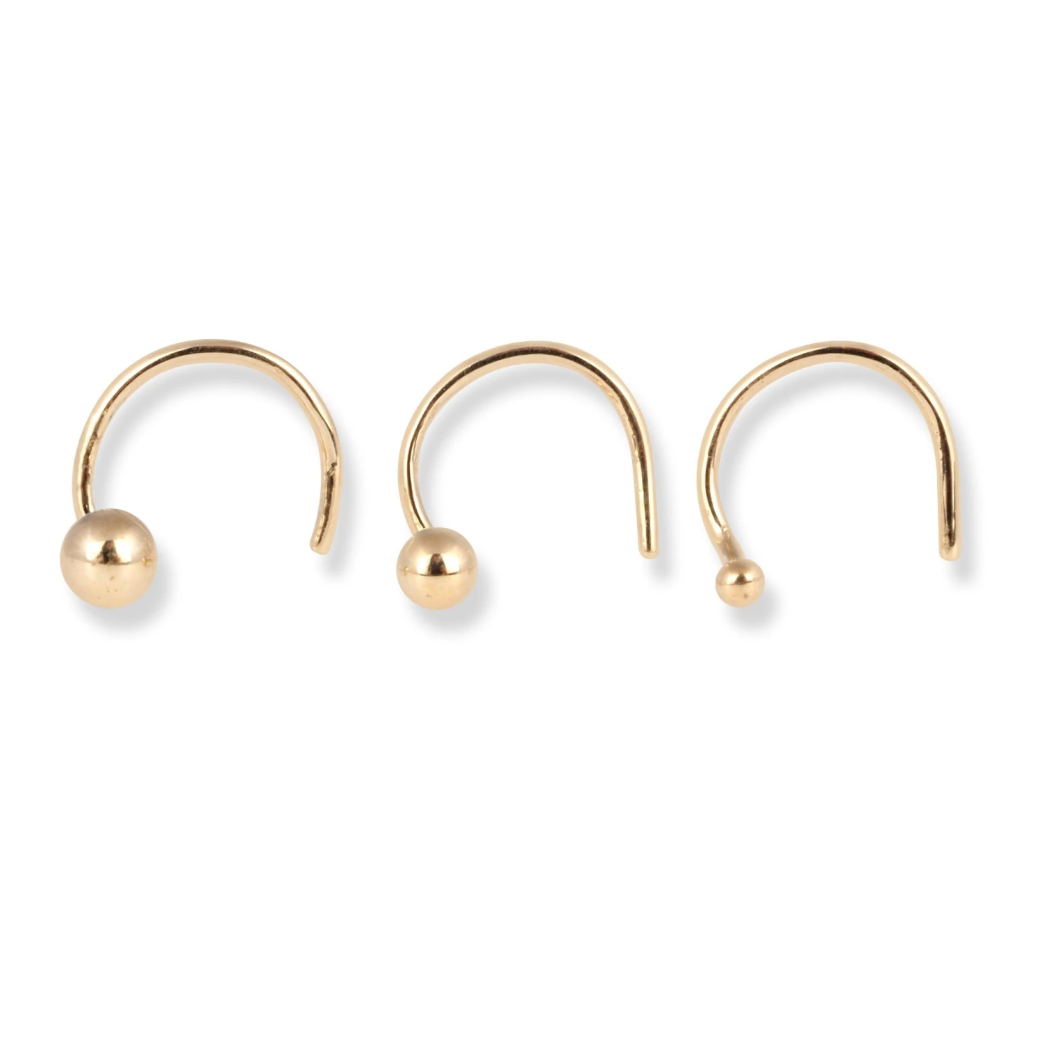 18ct Yellow Gold Wire Back Nose Stud With Plain Gold Ball. 1 18ct Yellow Gold Wire Back Nose Stud With Plain Gold Ball.