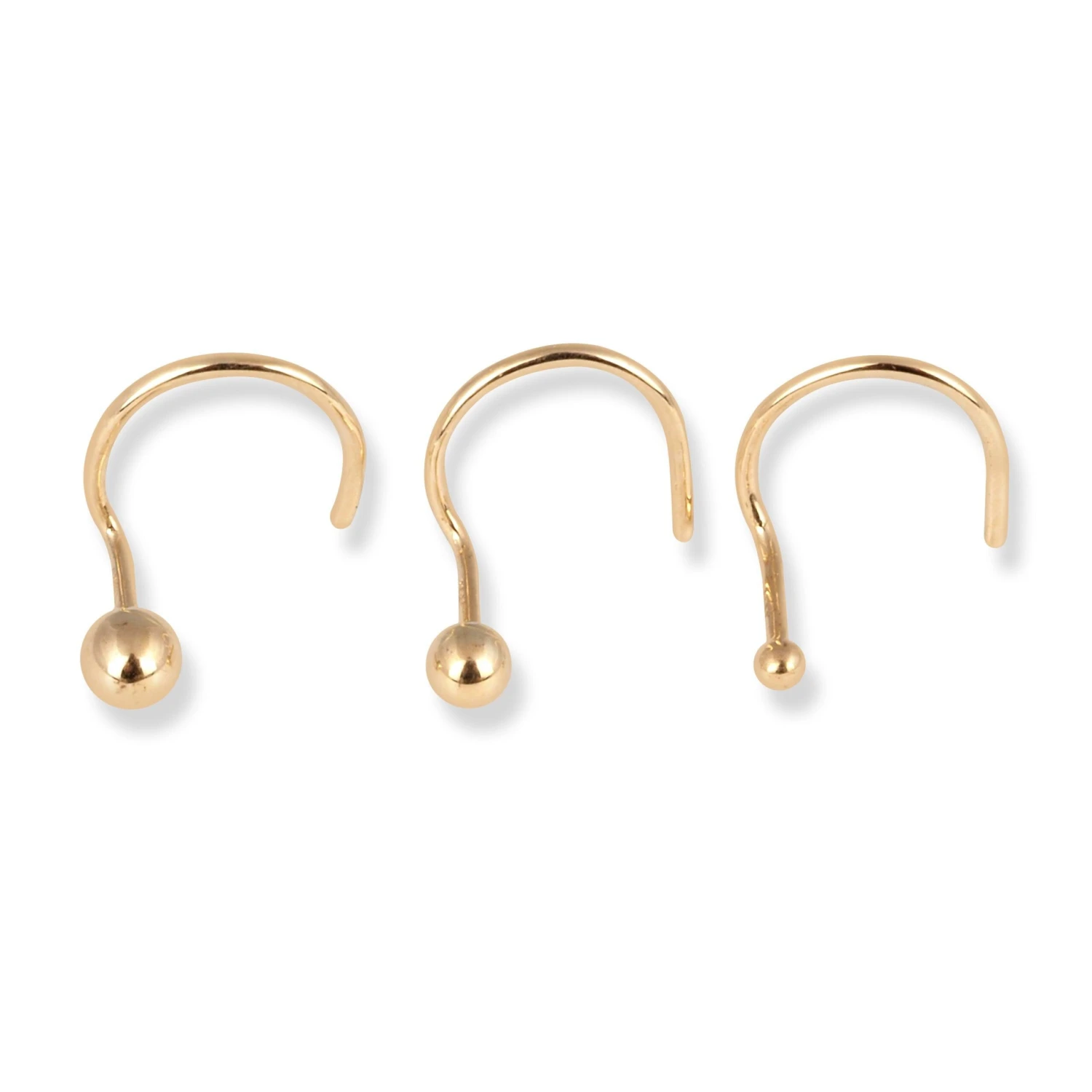 18ct Yellow Gold Wire Back Nose Stud With Plain Gold Ball. 2 18ct Yellow Gold Wire Back Nose Stud With Plain Gold Ball. - Image 2