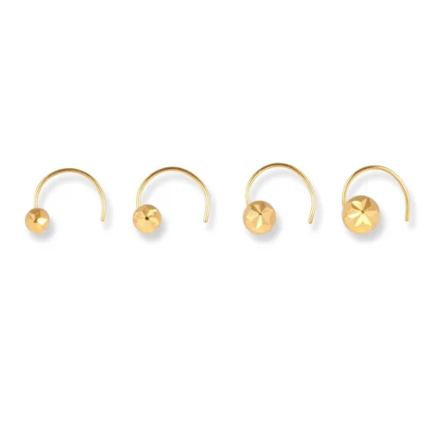 18ct Yellow Gold Wire Coil Back Nose Stud With Diamond Cut Design (2.75mm - 4.25mm).