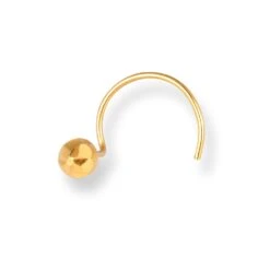 18ct Yellow Gold Wire Coil Back Nose Stud With Diamond Cut Design (2.75mm - 4.25mm). -Shiny Jewelry Hub 18ct yellow gold wire coil back nose stud with diamond cut design 2.75mm 2