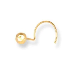 18ct Yellow Gold Wire Coil Back Nose Stud With Diamond Cut Design (2.75mm - 4.25mm). -Shiny Jewelry Hub 18ct yellow gold wire coil back nose stud with diamond cut design 3.25mm 2