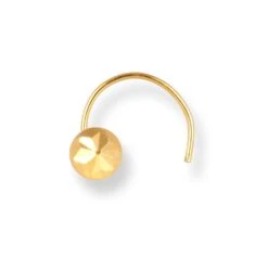 18ct Yellow Gold Wire Coil Back Nose Stud With Diamond Cut Design (2.75mm - 4.25mm). -Shiny Jewelry Hub 18ct yellow gold wire coil back nose stud with diamond cut design 3.75mm 1