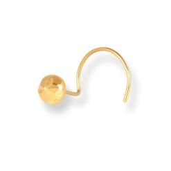 18ct Yellow Gold Wire Coil Back Nose Stud With Diamond Cut Design (2.75mm - 4.25mm). -Shiny Jewelry Hub 18ct yellow gold wire coil back nose stud with diamond cut design 3.75mm 2