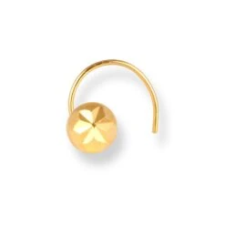 18ct Yellow Gold Wire Coil Back Nose Stud With Diamond Cut Design (2.75mm - 4.25mm). -Shiny Jewelry Hub 18ct yellow gold wire coil back nose stud with diamond cut design 4.25mm 1