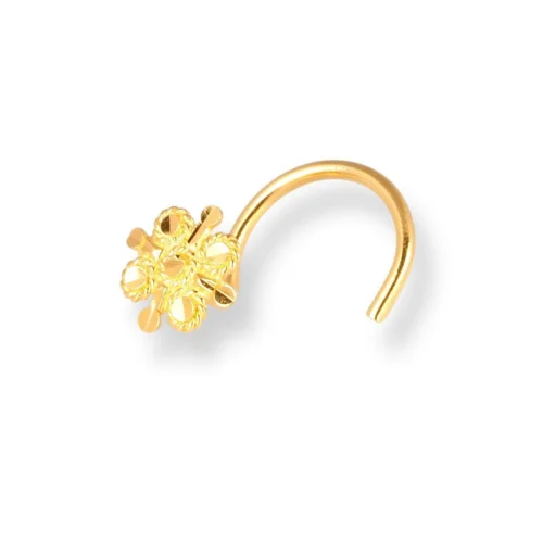 18ct Yellow Gold Wire Coil Back Nose Stud With Filigree Design. 4 18ct Yellow Gold Wire Coil Back Nose Stud With Filigree Design. -Shiny Jewelry Hub 18ct yellow gold wire coil back nose stud with filigree design 2