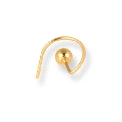 18ct Yellow Gold Wire Coil Back Nose Stud With Plain Gold Ball. -Shiny Jewelry Hub 18ct yellow gold wire coil back nose stud with plain gold ball 2.85mm 3