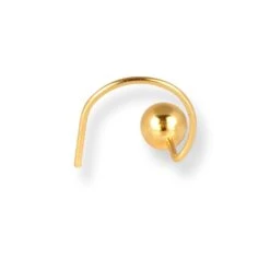18ct Yellow Gold Wire Coil Back Nose Stud With Plain Gold Ball. -Shiny Jewelry Hub 18ct yellow gold wire coil back nose stud with plain gold ball 3.5mm 3