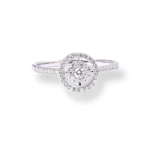 18ct White Gold Cluster Halo Diamond Ring MCS2825