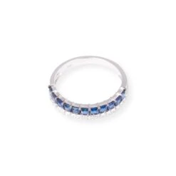 18ct White Gold Diamond & Blue Sapphire Band Ring LR-7033 5 18ct White Gold Diamond & Blue Sapphire Band Ring LR-7033 -Shiny Jewelry Hub 18ctWhiteGoldDiamond BlueSapphireBandRingLR 7033 1
