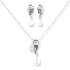 18ct White Gold Diamond , Blue Sapphire & Cultured Pearl Drop Set MCS6059/60
