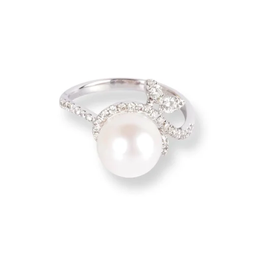 18ct White Gold Diamond & Cultured Pearl Ring LR-6653 -Shiny Jewelry Hub 18ctWhiteGoldDiamond CulturedPearlRingLR 6653 1