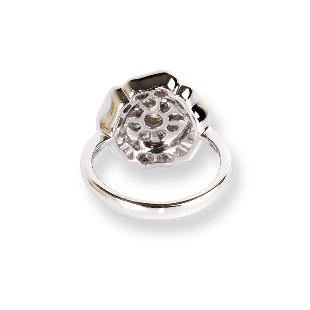 18ct White Gold Diamonds Ring With Flower Design LR-6663 4 18ct White Gold Diamonds Ring With Flower Design LR-6663 - Image 4