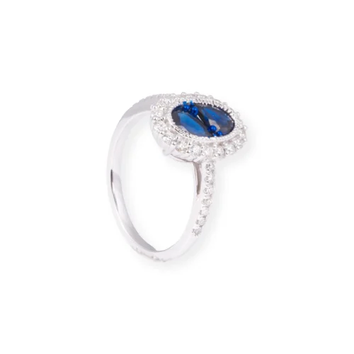18ct White Gold Oval Shaped Diamond & Blue Sapphire Ring LR-7044 -Shiny Jewelry Hub 18ctWhiteGoldOvalShapedDiamond BlueSapphireRingLR 7044 3 scaled