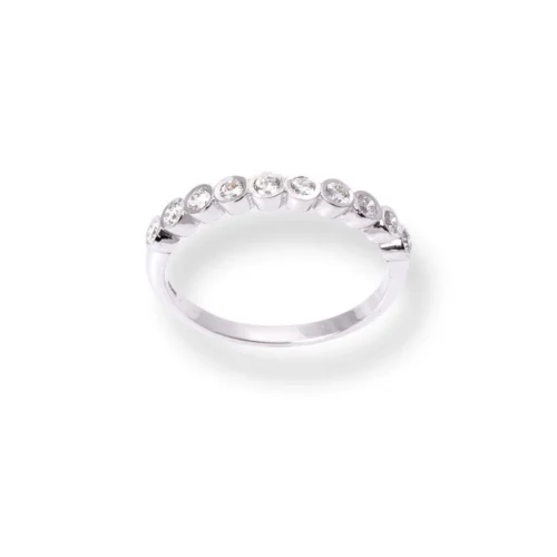 18ct White Gold Round Brilliant Cut Rub-over Set Half-Eternity Diamond Band LR-6714 -Shiny Jewelry Hub 18ctWhiteGoldRoundBrilliantCutRub overSetHalf EternityDiamondBandLR 6714 2