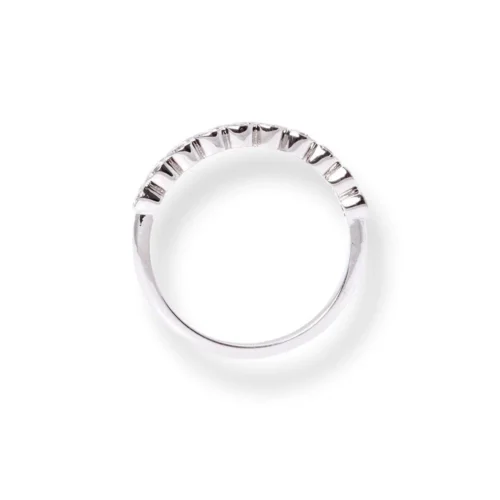 18ct White Gold Round Brilliant Cut Rub-over Set Half-Eternity Diamond Band LR-6714 -Shiny Jewelry Hub 18ctWhiteGoldRoundBrilliantCutRub overSetHalf EternityDiamondBandLR 6714 3