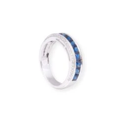 18ct White Gold With Diamonds & Blue Sapphire Ring In Pave Setting LR-7040 -Shiny Jewelry Hub 18ctWhiteGoldWithDiamonds BlueSapphireRingInPaveSettingLR 7040 3