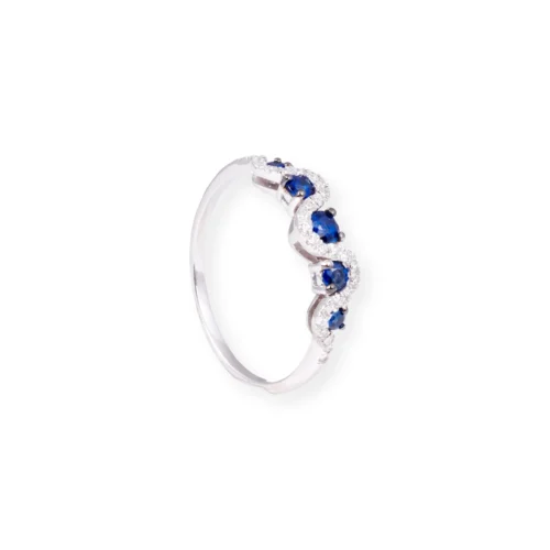 18ct White Gold With Diamond & Blue Sapphire Zig-Zag Ring LR-7041 -Shiny Jewelry Hub 18ctWhiteGold BlueSapphireZig ZagRingLR 7041 4 scaled