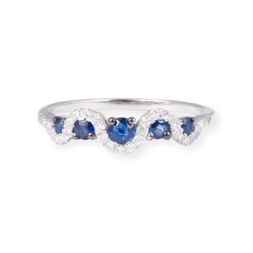 18ct White Gold With Diamond & Blue Sapphire Zig-Zag Ring LR-7041 -Shiny Jewelry Hub 18ctWhiteGold BlueSapphireZig ZagRingLR 7041 scaled