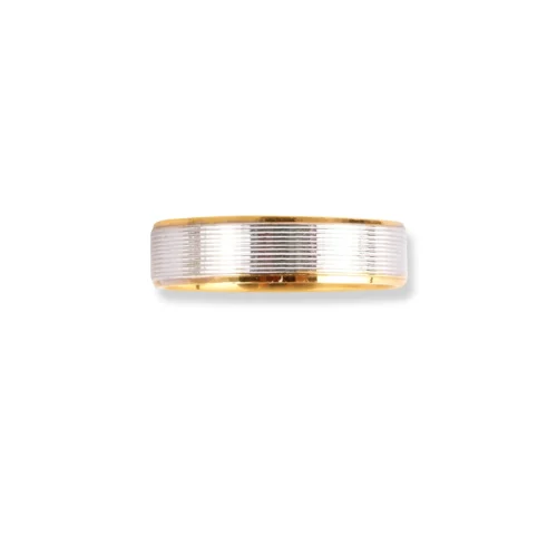 18ct White & Yellow Gold Wedding Band With Brush Finish & Polished Grooved Edges LR-6658 -Shiny Jewelry Hub 18ctWhite YellowGoldWeddingBandWithBrushFinish PolishedGroovedEdgesLR 6658 3 scaled