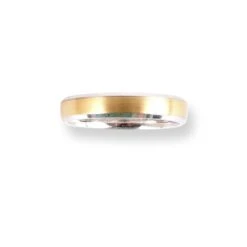 18ct White & Yellow Gold Wedding Band With Brushed Finish Bevelled Edge Flat Court LR-6659 -Shiny Jewelry Hub 18ctWhite YellowGoldWeddingBandWithBrushedFinishBevelledEdgeFlatCourtLR 6659 4