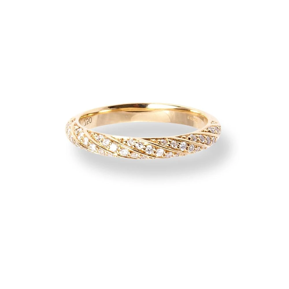 18ct Yellow Gold Diamond Twist Design Half-Eternity Band LR-6711 3 18ct Yellow Gold Diamond Twist Design Half-Eternity Band LR-6711 - Image 3