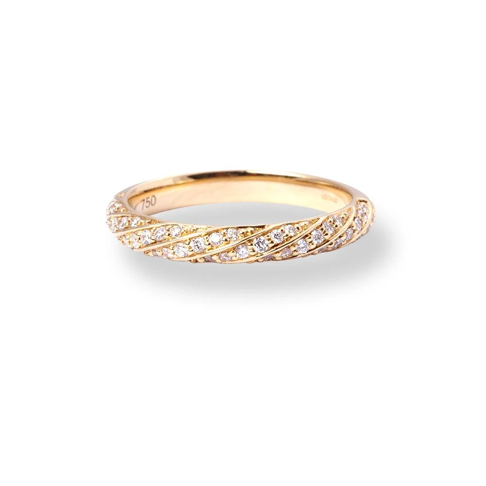18ct Yellow Gold Diamond Twist Design Half-Eternity Band LR-6711 1 18ct Yellow Gold Diamond Twist Design Half-Eternity Band LR-6711
