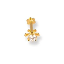 18ct Yellow Gold Flower Design Screw Back Nose Stud With Cubic Zirconia Stone. 20 18ct Yellow Gold Flower Design Screw Back Nose Stud With Cubic Zirconia Stone. -Shiny Jewelry Hub 18ctYellowGoldFlowerDesignScrewBackNoseStudwithCubicZirconiaStoneNIP 4 440a 2
