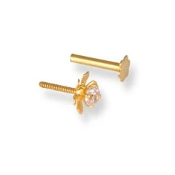 18ct Yellow Gold Flower Design Screw Back Nose Stud With Cubic Zirconia Stone. 15 18ct Yellow Gold Flower Design Screw Back Nose Stud With Cubic Zirconia Stone. -Shiny Jewelry Hub 18ctYellowGoldFlowerDesignScrewBackNoseStudwithCubicZirconiaStoneNIP 4 440a 4