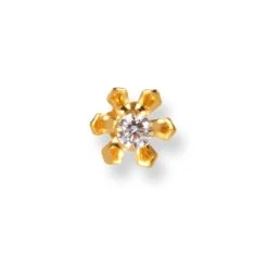 18ct Yellow Gold Flower Design Screw Back Nose Stud With Cubic Zirconia Stone. 18 18ct Yellow Gold Flower Design Screw Back Nose Stud With Cubic Zirconia Stone. -Shiny Jewelry Hub 18ctYellowGoldFlowerDesignScrewBackNoseStudwithCubicZirconiaStoneNIP 4 440c 1