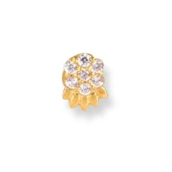 18ct Yellow Gold Screw Back Drop Nose Stud With Cubic Zirconia Stones.