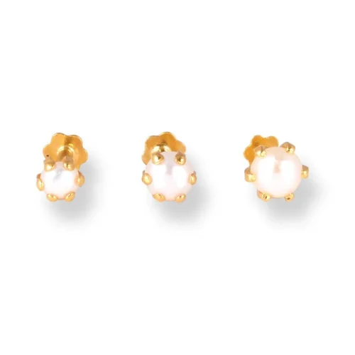18ct Yellow Gold Screw Back Nose Stud With Cultured Pearl.