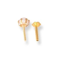 18ct Yellow Gold Screw Back Nose Stud With Cultured Pearl. -Shiny Jewelry Hub 18ctYellowGoldScrewBackNoseStudwithCulturedPearl 3mm 4mm NS 2530 B 3
